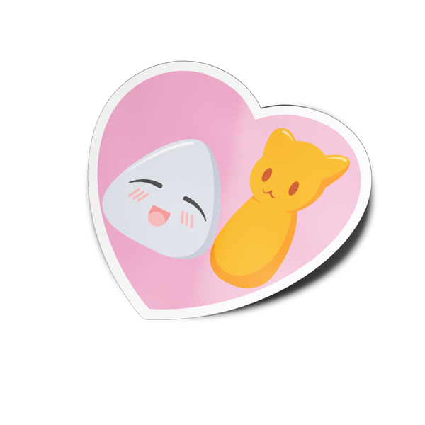 Rice Ball X Cat Heart Sticker